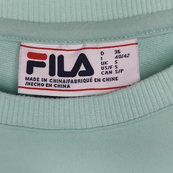 Fila Mint Green Sweatshirt with Side Pockets Size Small - Picture 2 of 10